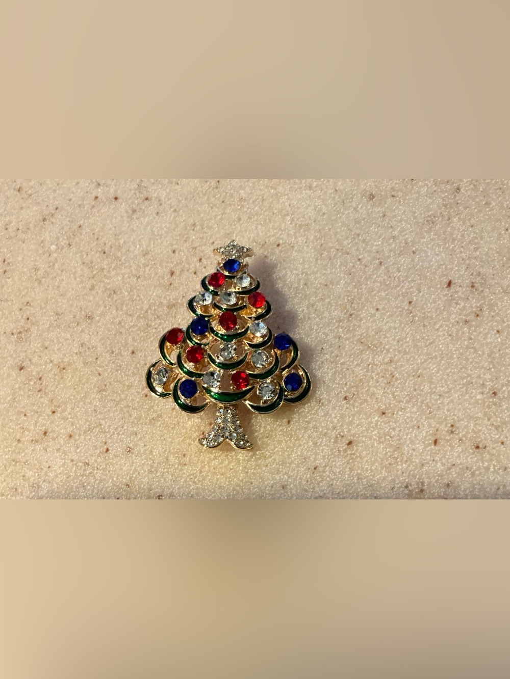 Festive Multicolor Crystal Christmas Tree Brooch